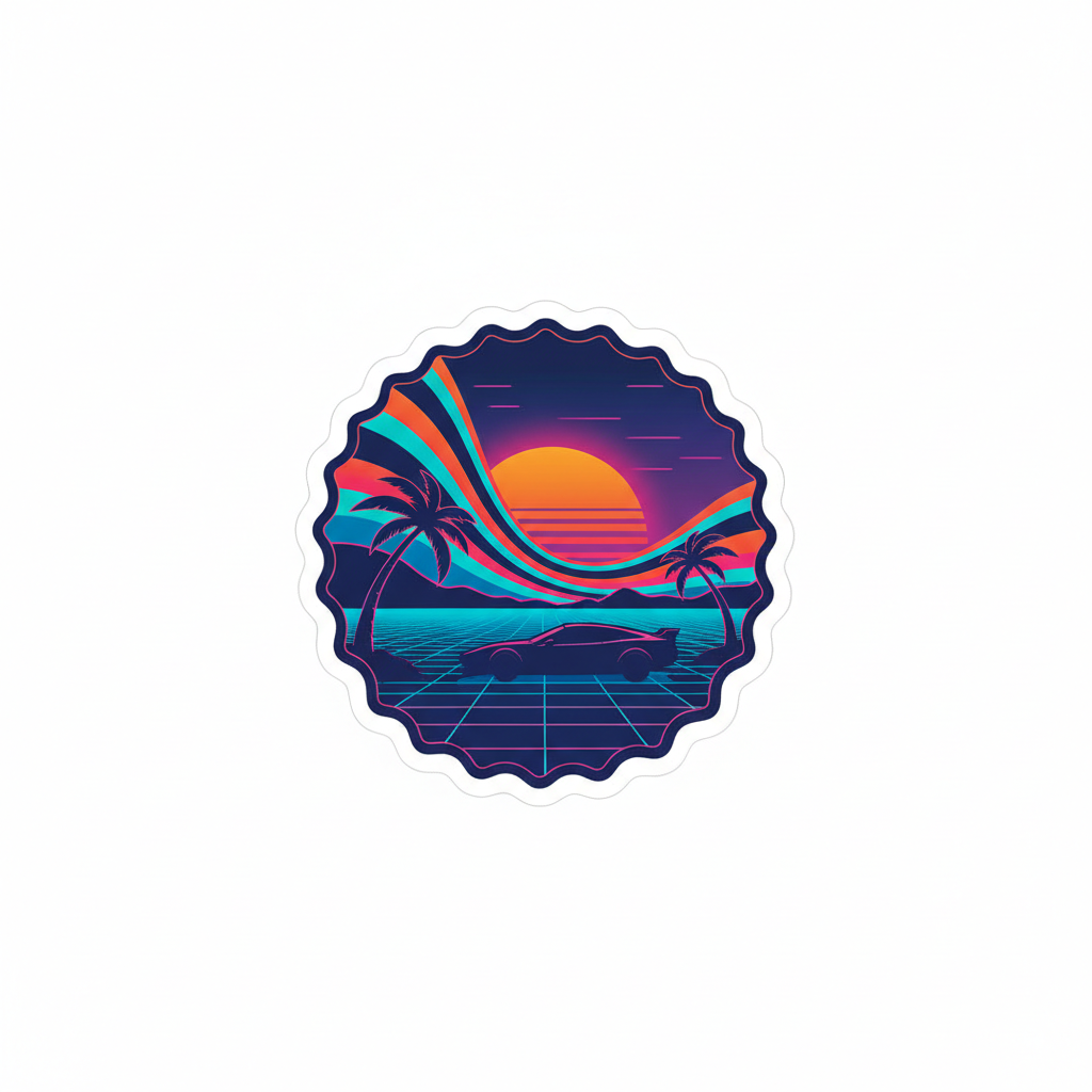 Retro Waves Die-Cut Sticker