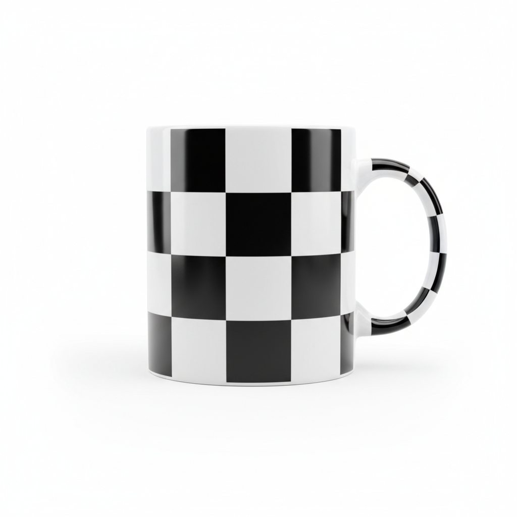 Retro Checkerboard Ceramic Mug